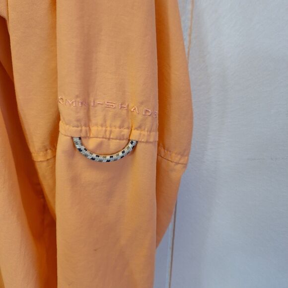 Columbia PFG‎ Fishing Shirt Men's LPeach Orange Short Sleeve Button Down Vented - Picture 5 of 16